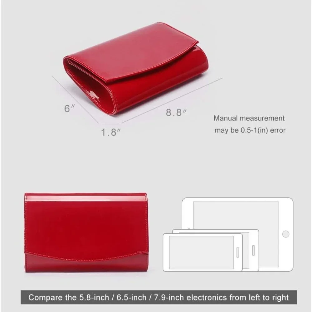 Women Patent Leather Clutch Wallets Purses Evening Bag Crossbody Tote